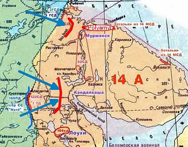 Мурманск нападение. Оборона Мурманска карта в 1941 году. Оборона Заполярья 1941 карта. Фронт в Заполярье карта. Линия фронта Кольский полуостров.