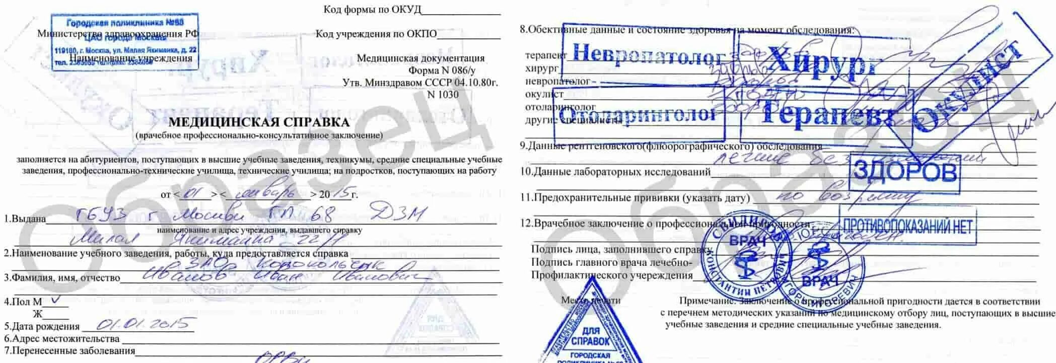 Каких врачей нужно проходить перед поступлением