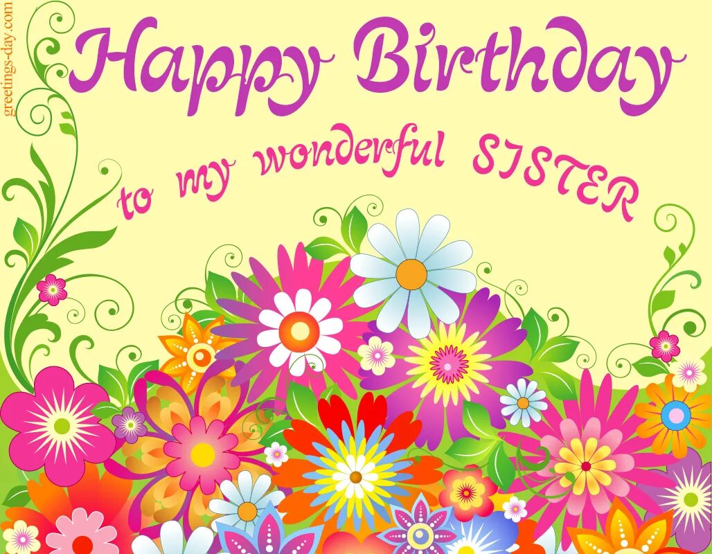 Sister s birthday. Birthday Wishes for sister. Открытка с днём рождения на английском. Happy Birthday my sister. Happy Birthday my sister картинки.