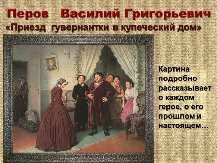 Картина перова приезд гувернантки. Приезд гувернантки в купеческий дом перов. василий григорьевич перов приезд гувернантки. василий григорьевич перов приезд гувернантки в купеческий дом. приезд гувернантки. 1866..