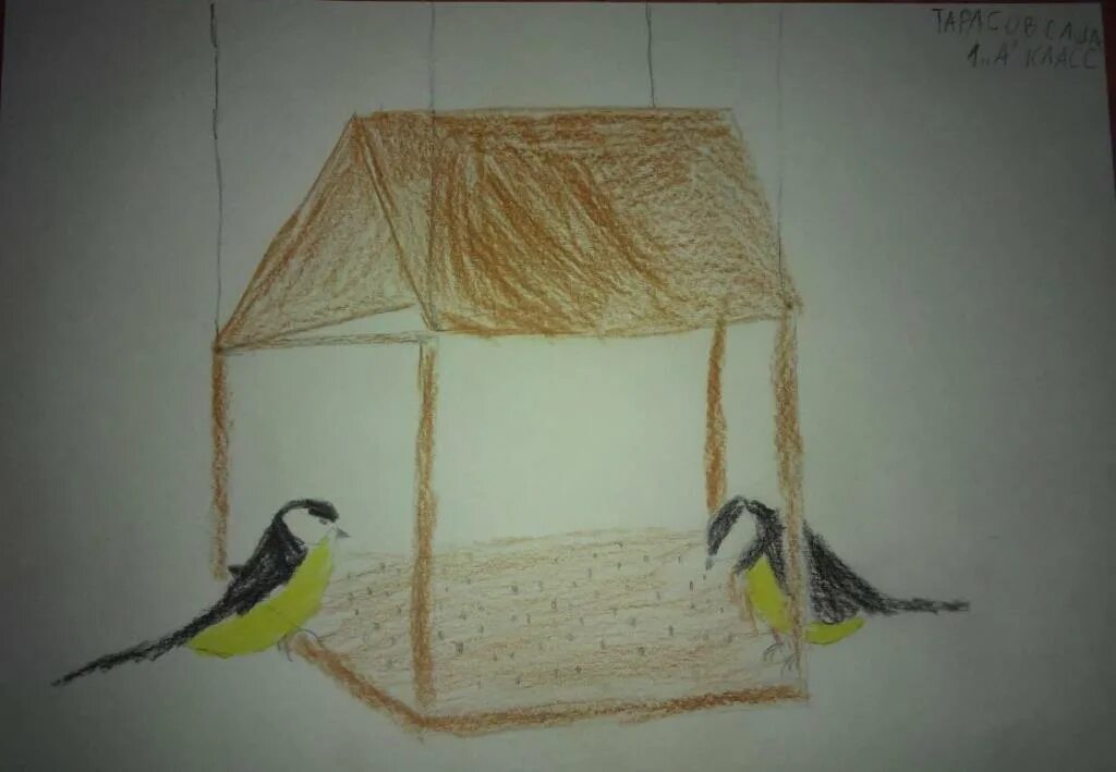 нарисовать кормушку для птиц 1 класс окружающий. рисование кормушка для птиц старшая группа.