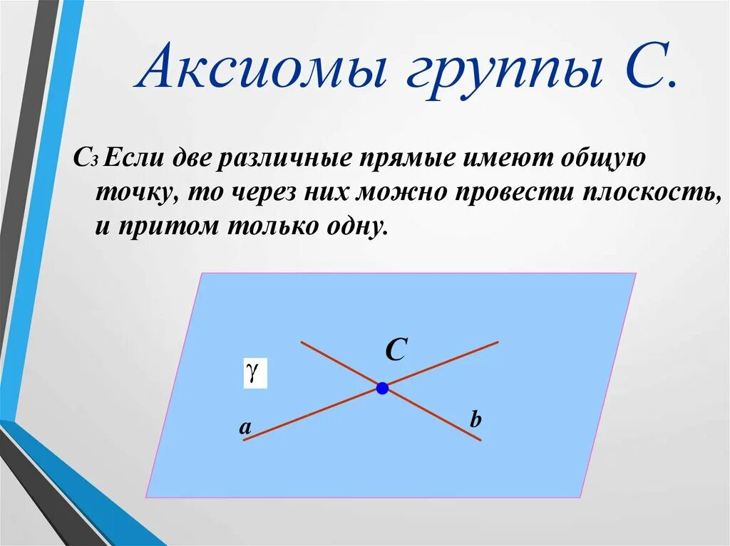 Различные прямые. Если две различные прямые имеют общую. Имеют Общие точки. Аксиома если две различные прямые.