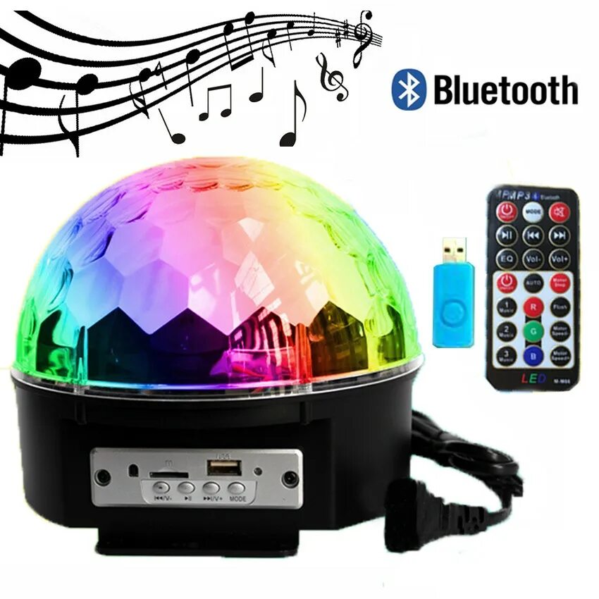 Светомузыка на телефоне. Диско шар Magic Ball BT (Bluetooth, USB, SD, пульт Ду,2*5 Вт, датчик звука). Диско-шар USB/SD/светомузыка. Блютуз диско шар светомузыка. + Bluetooth диско топка / блутут диско лампа / led Light Magic Ball.