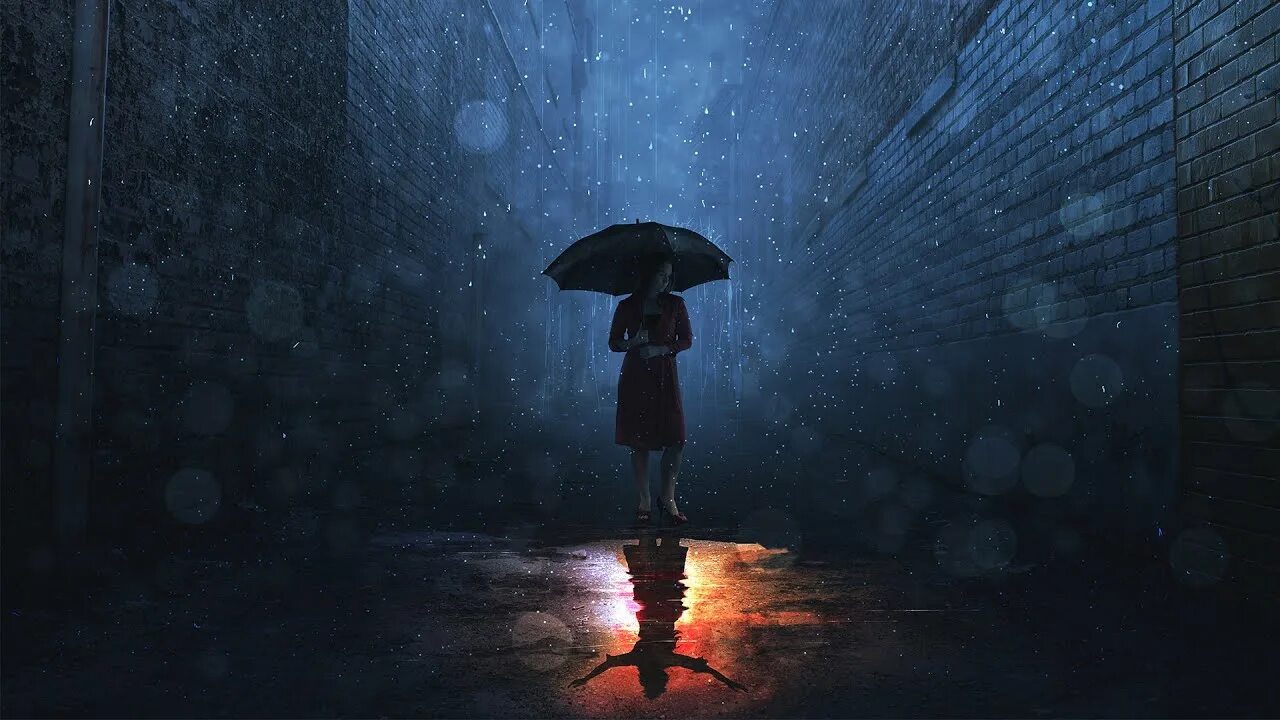 Неоновый дождь. Night rainy under light. Зонтик в темноте. Зонт созвездия. Девушка с зонтом ночью.