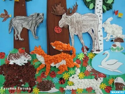 Аппликация на тему дикие животные весной