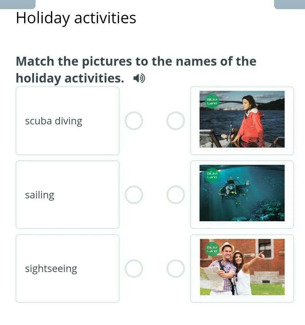 Match the holiday activities