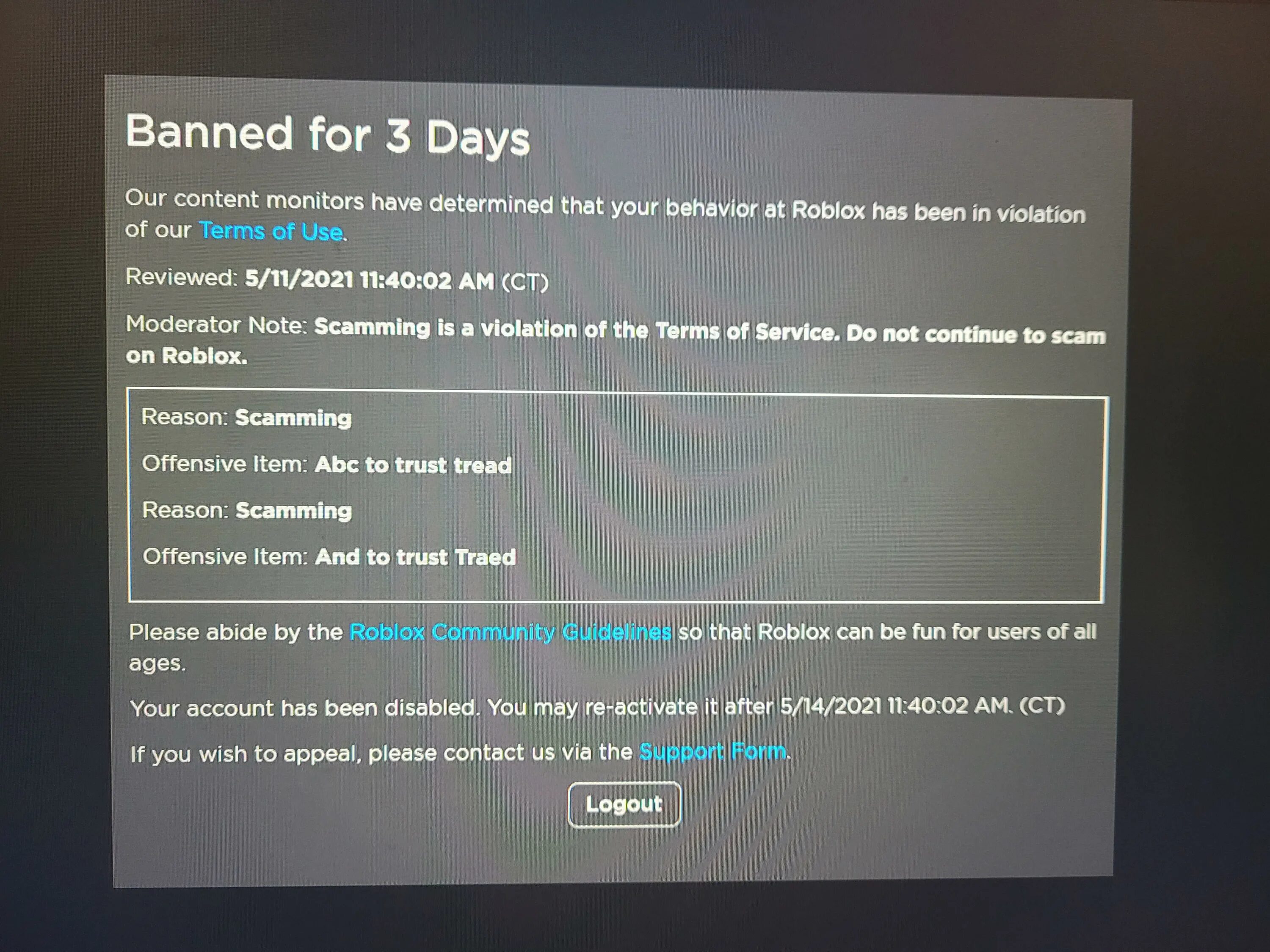Roblox support form. Бан роблокс. фейк бан roblox. ban ban роблокс. вак бан в роблокс.