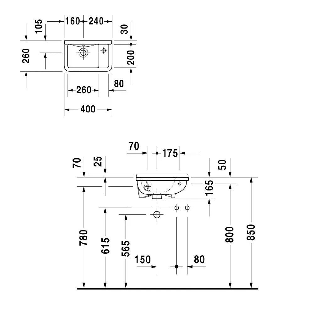 Duravit раковина 40/40. Раковины 400x260. Раковина 40х50 отв под крепления.