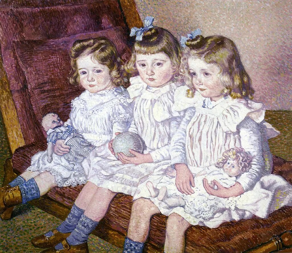Трех дочерей имел. Theo van Rysselberghe картины. Картина 3 девочки. Сестры в живописи. Портрет трех девочек.