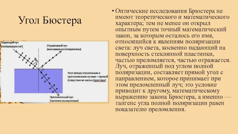 Под углом брюстера. Угол брюстера. угол и закон брюстера. угол брюстера в лазерах. условие брюстера.