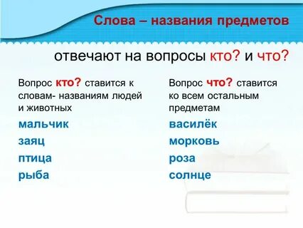 Какой предмет отвечает на вопрос что