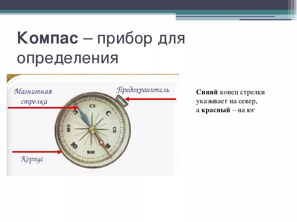 На компасе конец стрелки указывающий на. Компас это прибор для определения сторон горизонта. Компас указывает. Стрелка компаса. Компас стороны горизонта.