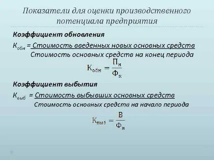 1 коэффициент обновления основных фондов