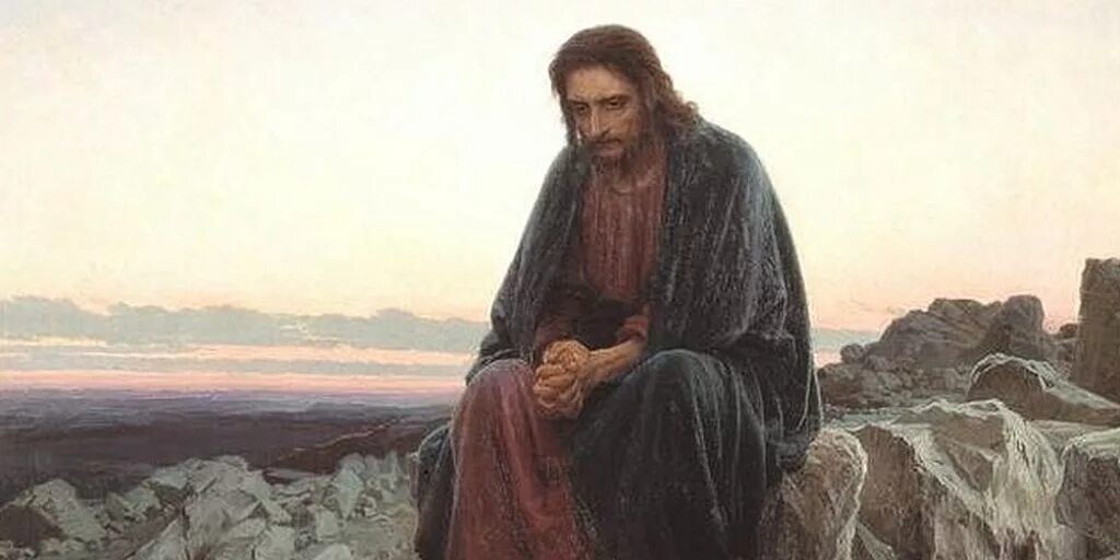 Господь страдать. Христос в пустыне 1872 Крамской. Христос в пустыне Крамской. Иисус в пустыне картина Крамского.