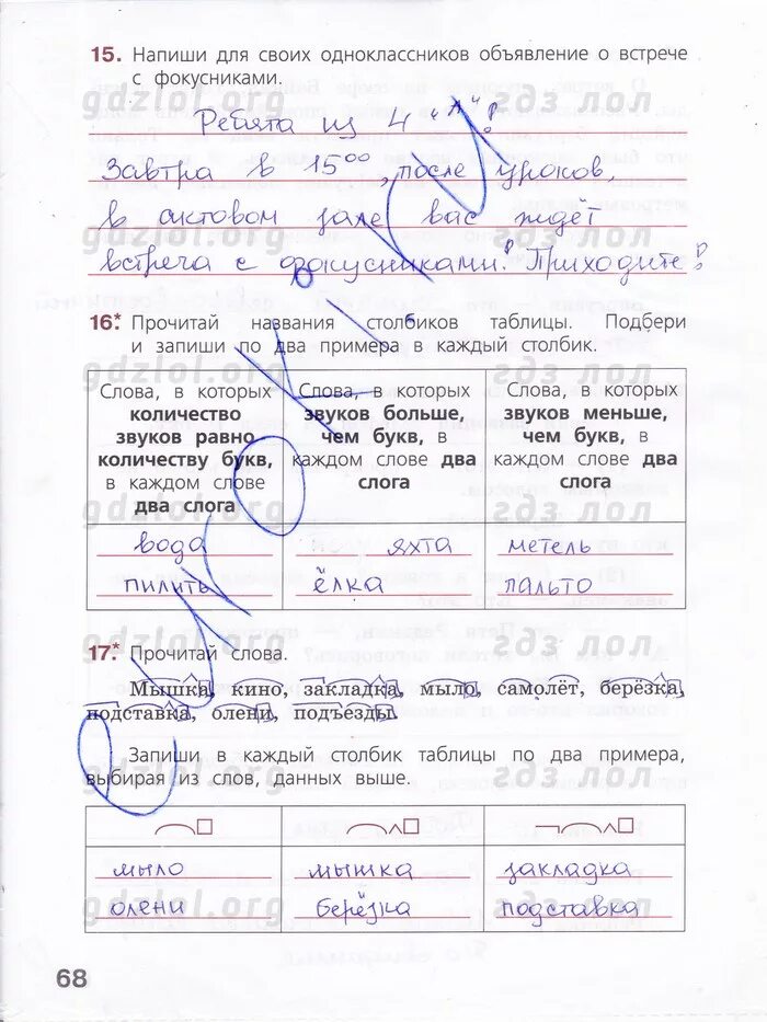 Название столбцов и строчек таблицы