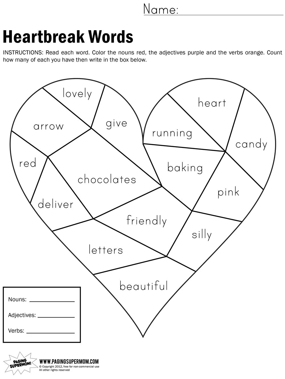 St Valentine's Day Worksheets. This love words