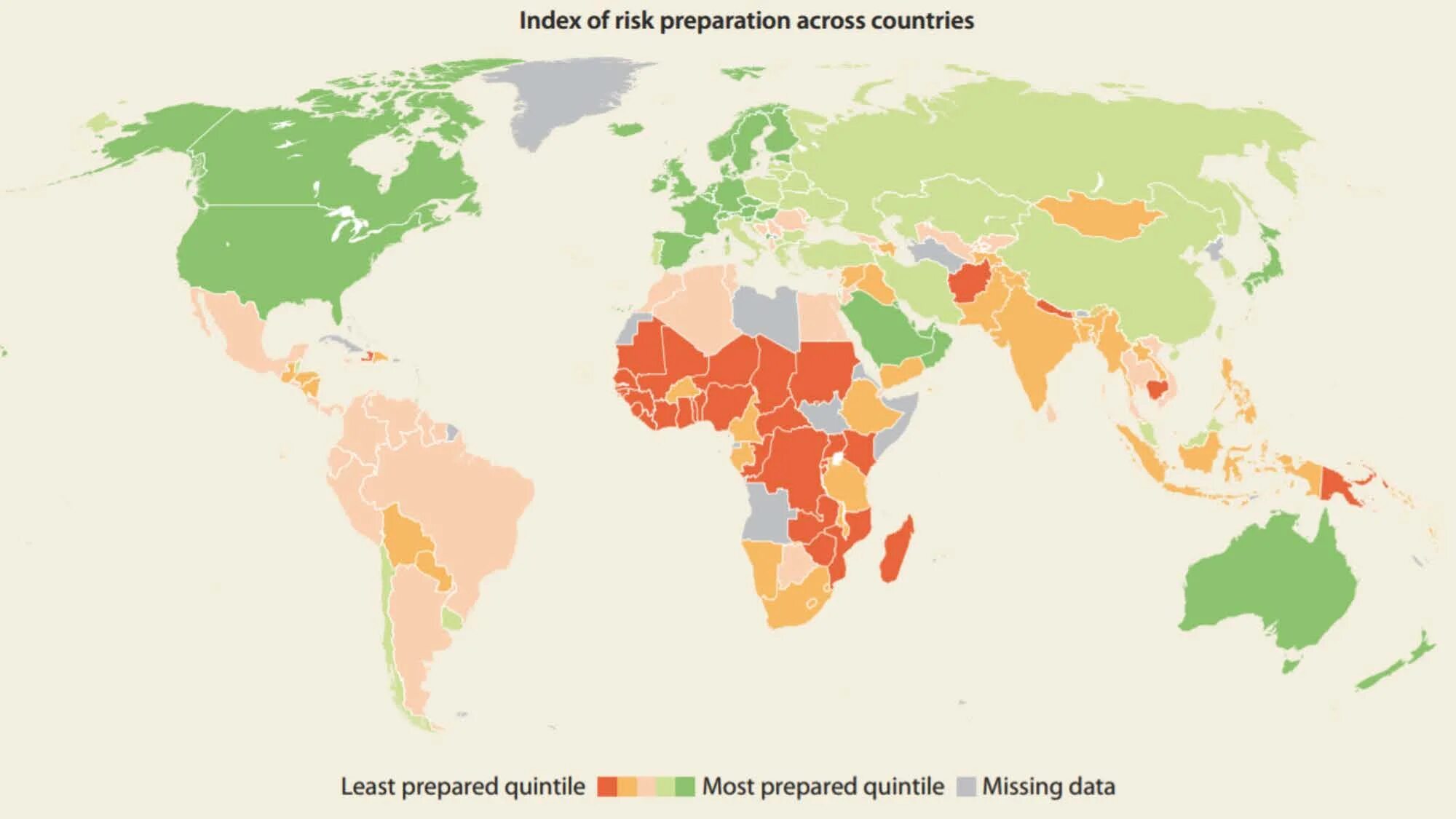 Countries with population at risk PF inadequate Nutrition. Most prepared