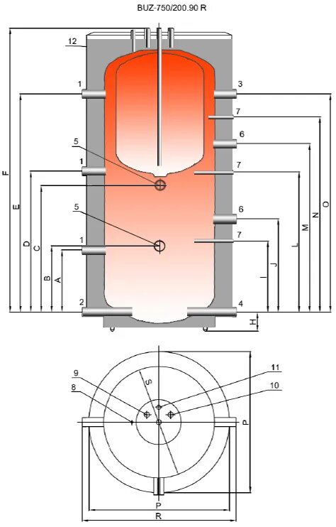 Буферная ёмкость для отопления чертеж. Буферная емкость для системы отопления на 750 литров. Буферная емкость 1000 чертеж. Чертеж буферной емкости теплоаккумулятора.