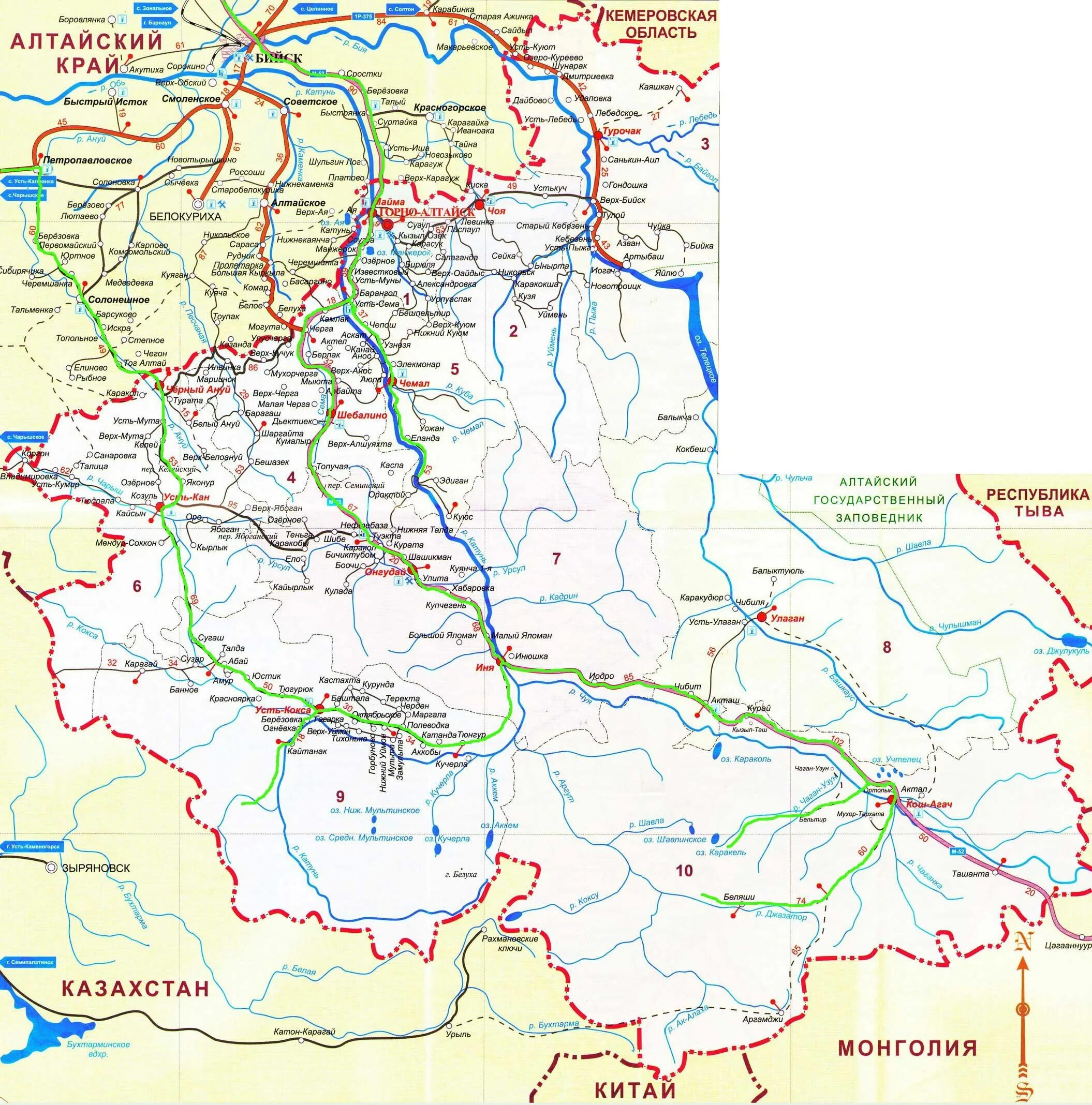 Карта Алтая и горного Алтая с дорогами. Ташанта на карте горного Алтая. Карта горного Алтая с населенными пунктами. Туристическая карта горного Алтая.