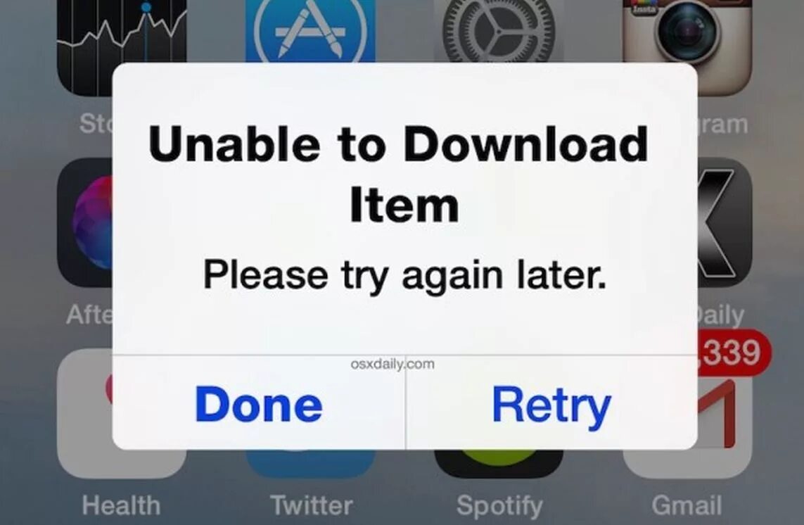 Please retry later. Unable. please try again later. unable to load store items..