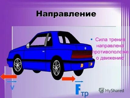 Сила трения направлена в сторону движению