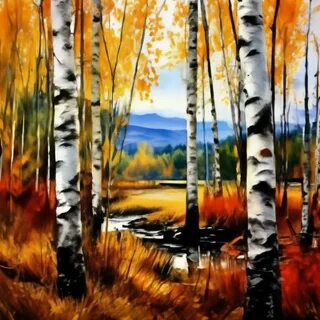 Осенний пейзаж с березами