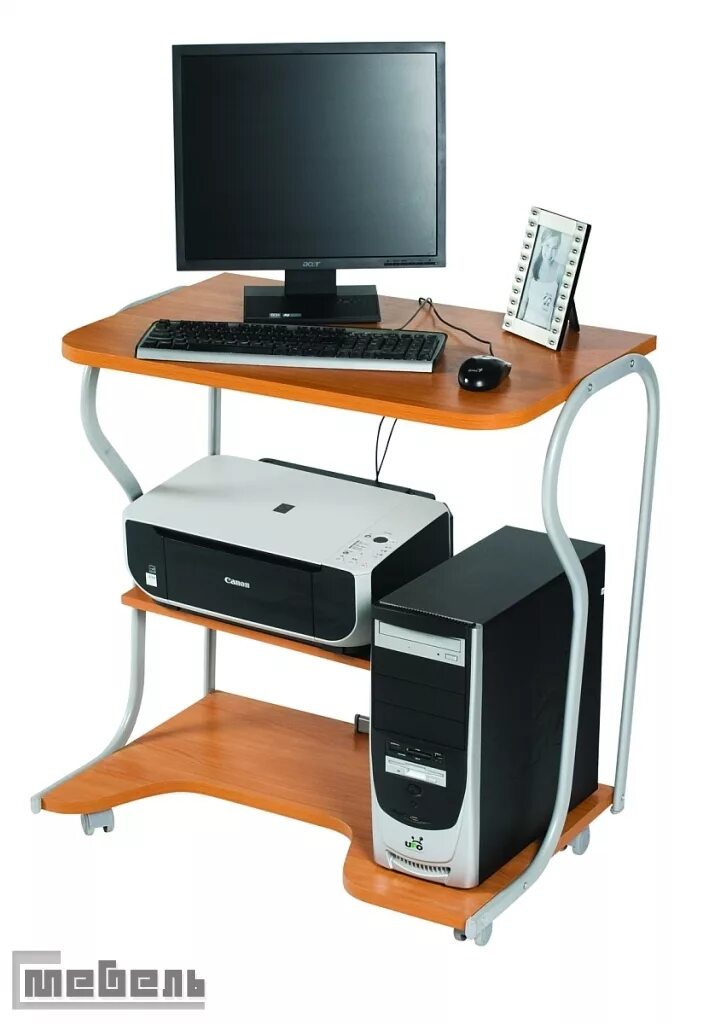 Компьютерный стол Вентал Пегас. Стол для ноутбука и принтера малогабаритный. Компьютерный стол на колесах. Передвижной компьютерный столик на колесиках.