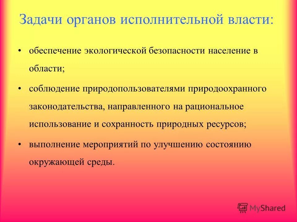 Цели и задачи органов исполнительной власти