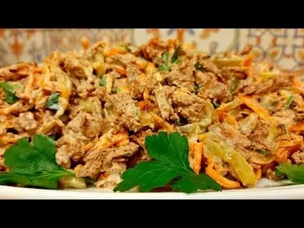 Салат с куриной печенью и корейской