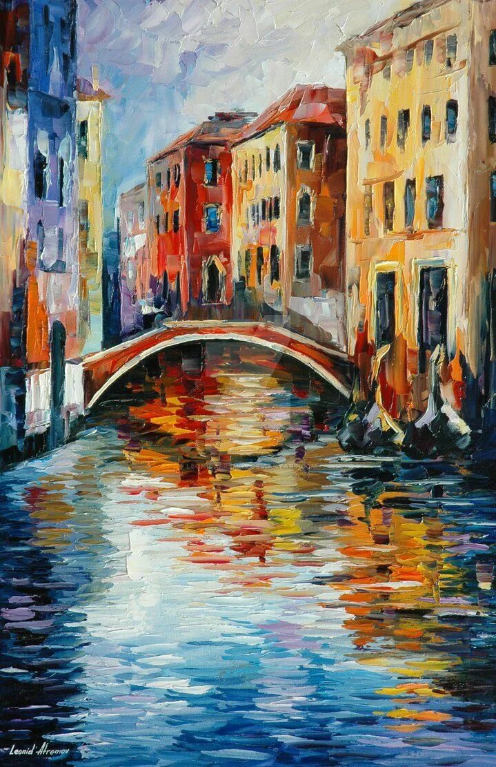 ROMANTIC WINTER - PALETTE KNIFE Oil Painting On Canvas By Leonid Afremov Modern 