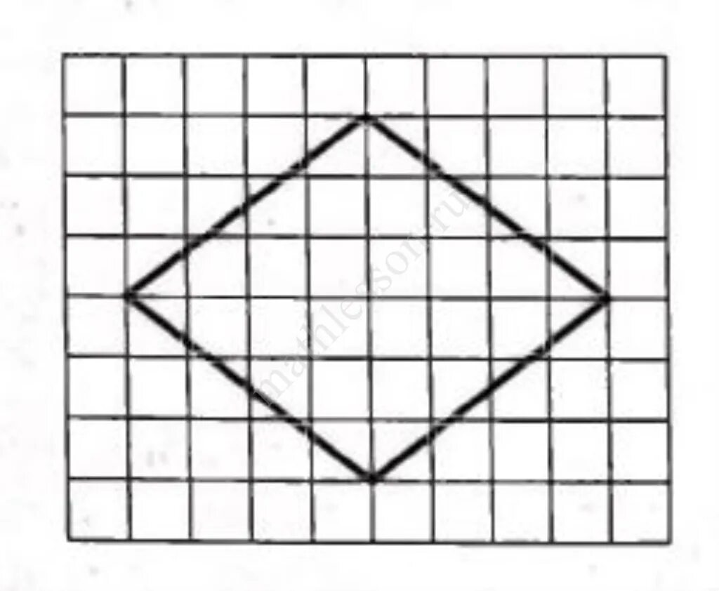 На клетчатой бумаге с размером 1х1 ромб. Площадь ромба на клетчатой бумаге 1х1. Ромб на клеточках. Ромб на квадратной решетке. Фигуры на квадратной решетке.