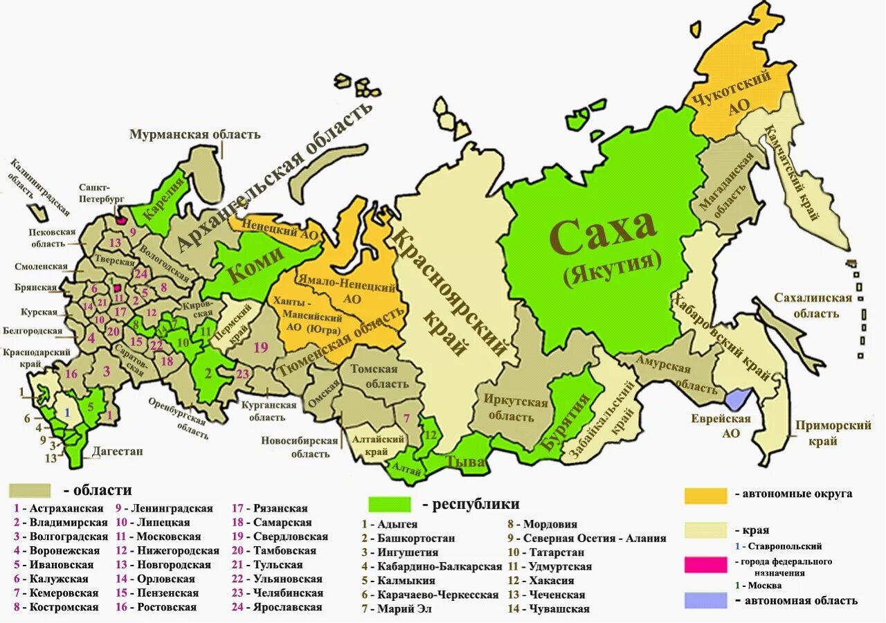 Приграничные субъекты рф. Карта России с областями и республиками и краями. Административно-территориальное деление России карта. Карта России с автономными округами республиками и краями. Карта России 85 субъектов Федерации.