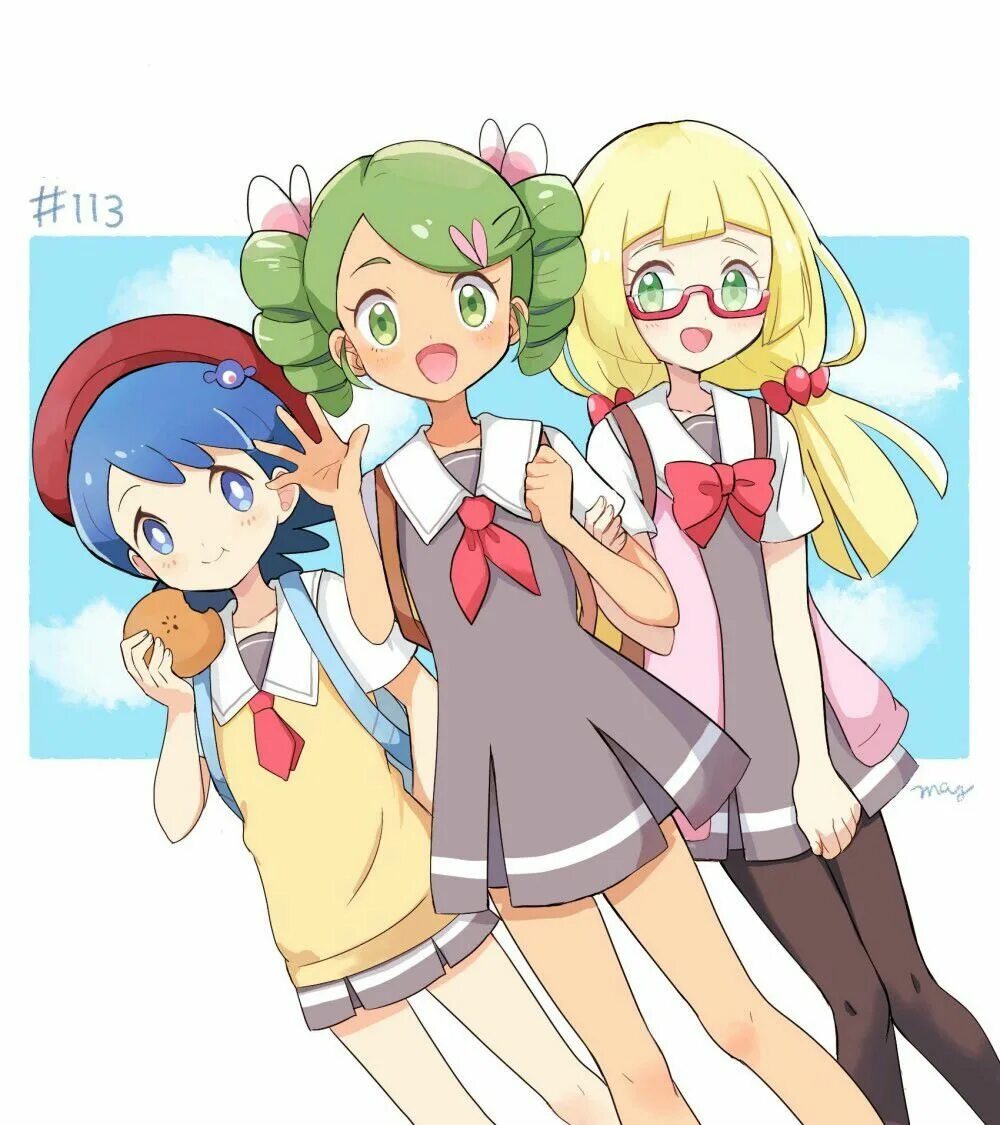 Покемоны Lillie и Mallow. Lillie Pokemon and Pokémon Lana.