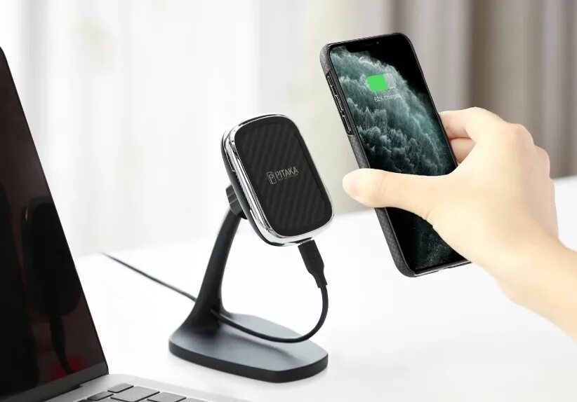 Настольная беспроводная зарядка. Pitaka wireless charger. держатель автомобильный с бзу pitaka magez mount qi combo. настольное беспроводное зарядное устройство pitaka magez mount qi desktop. pitaka беспроводная зарядка настольная.