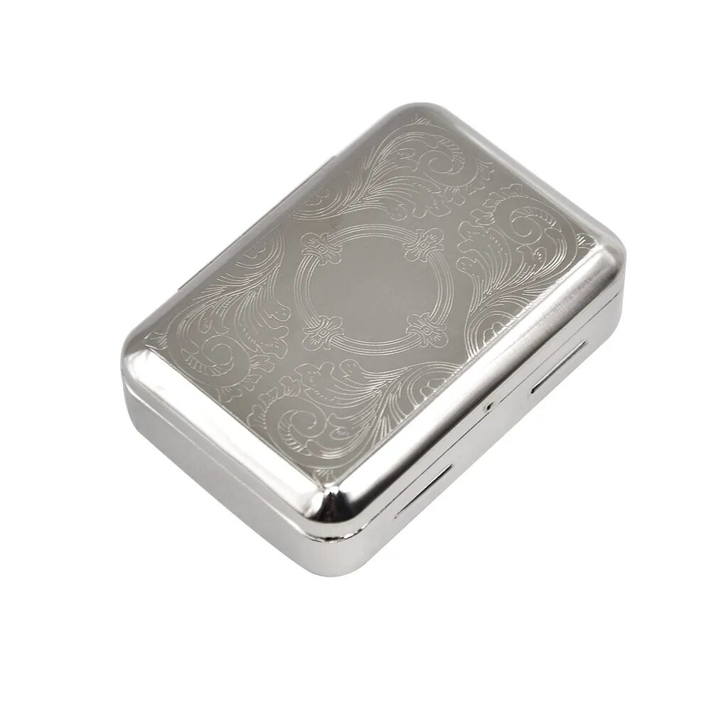 Коробка для табака. Металлическая табакерка. Портсигар для папирос 70 мм. Хьюмидор для трубочного табака. Табакерка металл box010 slv.