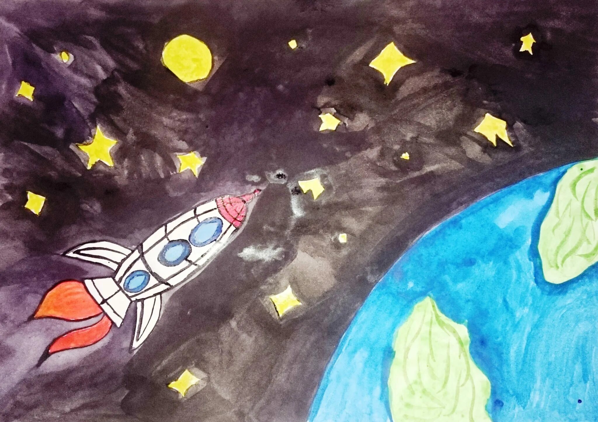 Рисунок на тему космонавтики 5 класс. Рисунок на тему космос. рисунок на космическую тему. космос глазами детей. детские рисунки на тему космос.