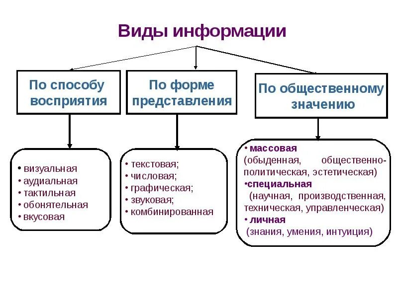 Внутренняя форма информации. Виды информации. Виды и формы информации. Вид информации по способу восприятия и по форме представления. Виды и типы информации.