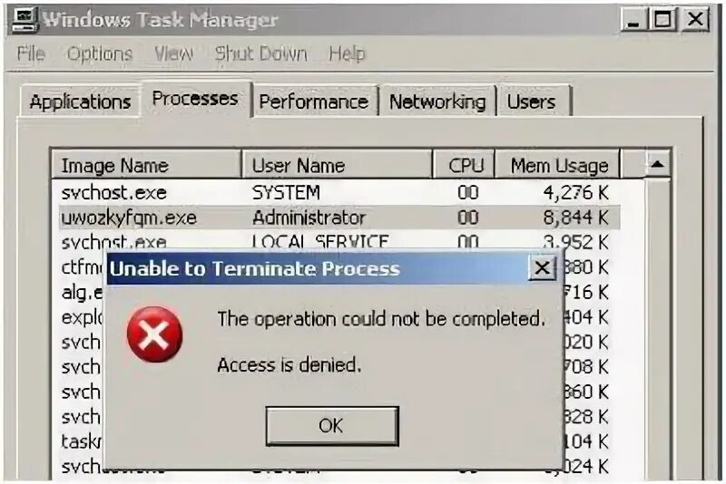 Unable to terminate. Unable to terminate