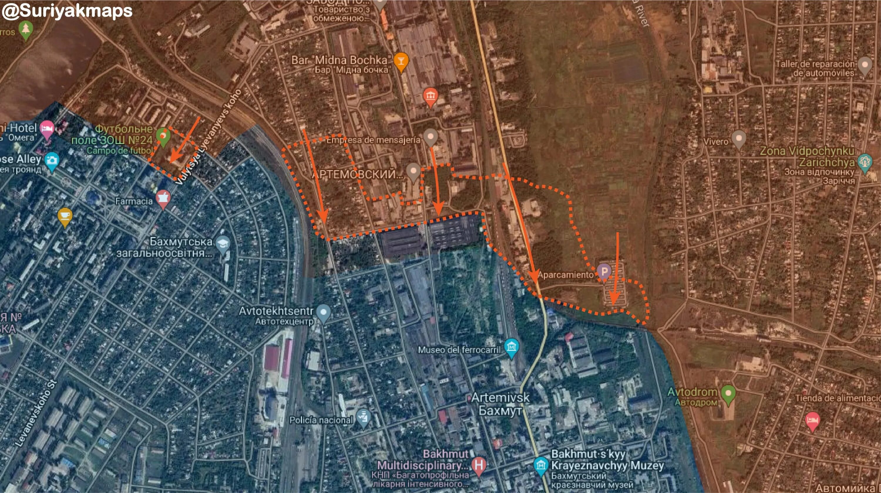 Suriyakmaps. ЖД станция Бахмут 1. Обстановка под Бахмутом карты. Город Бахмут на карте. Бахмут на карте сейчас.