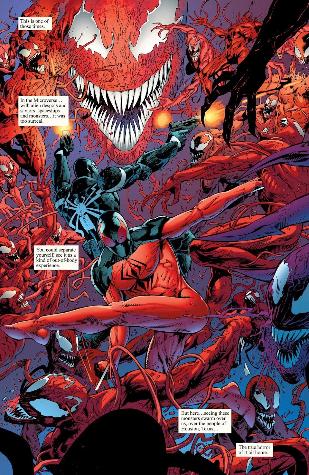 Scarlett venom. Минимум резни комикс омега. scarlet spider vs venom. карнаж максимум резни комикс 1990 годов арт.