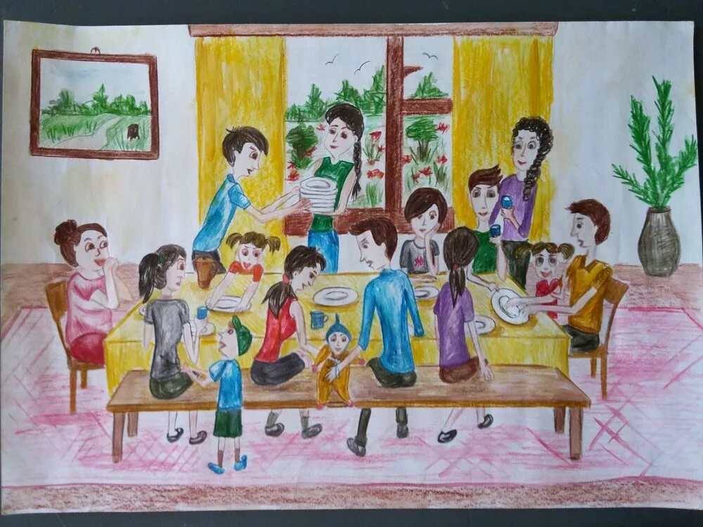Рисунок моя семья. Семейные традиции рисунок. Рисунок на тему семья. Детские рисунки на тему семья.