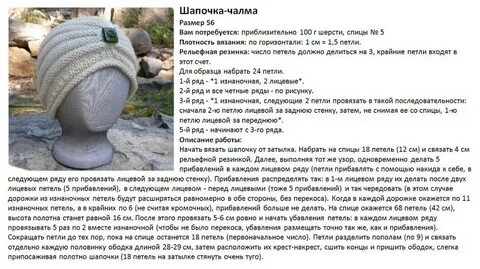 Шапка спицами женская схема видео