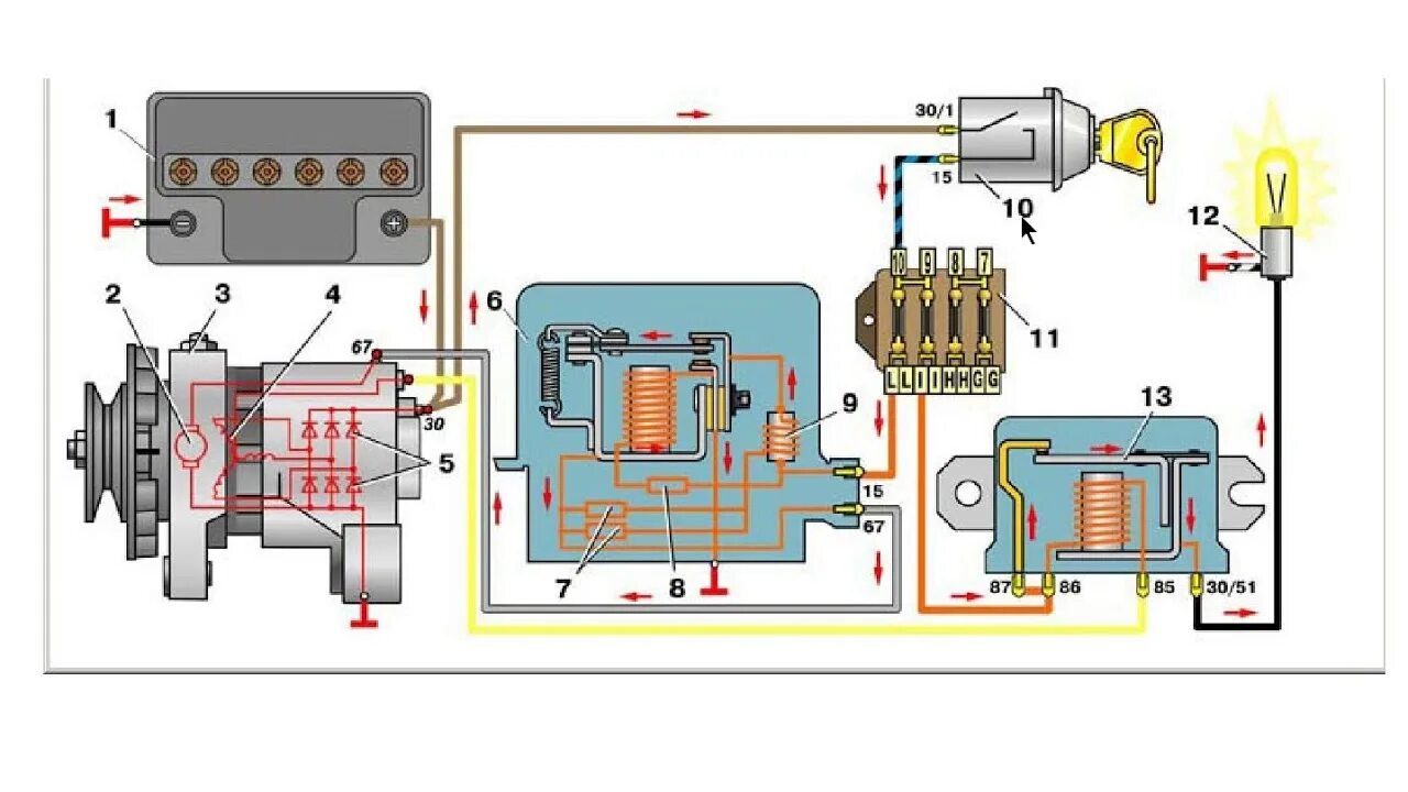 Не работает зарядка генератора. Провода на Генератор ВАЗ 2101. Схема подключения реле генератора ВАЗ 2101. Электро схема генератора 2107. Реле контрольной лампы заряда аккумуляторной батареи ВАЗ 2107 схема.