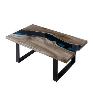 Live edge coffee table with river