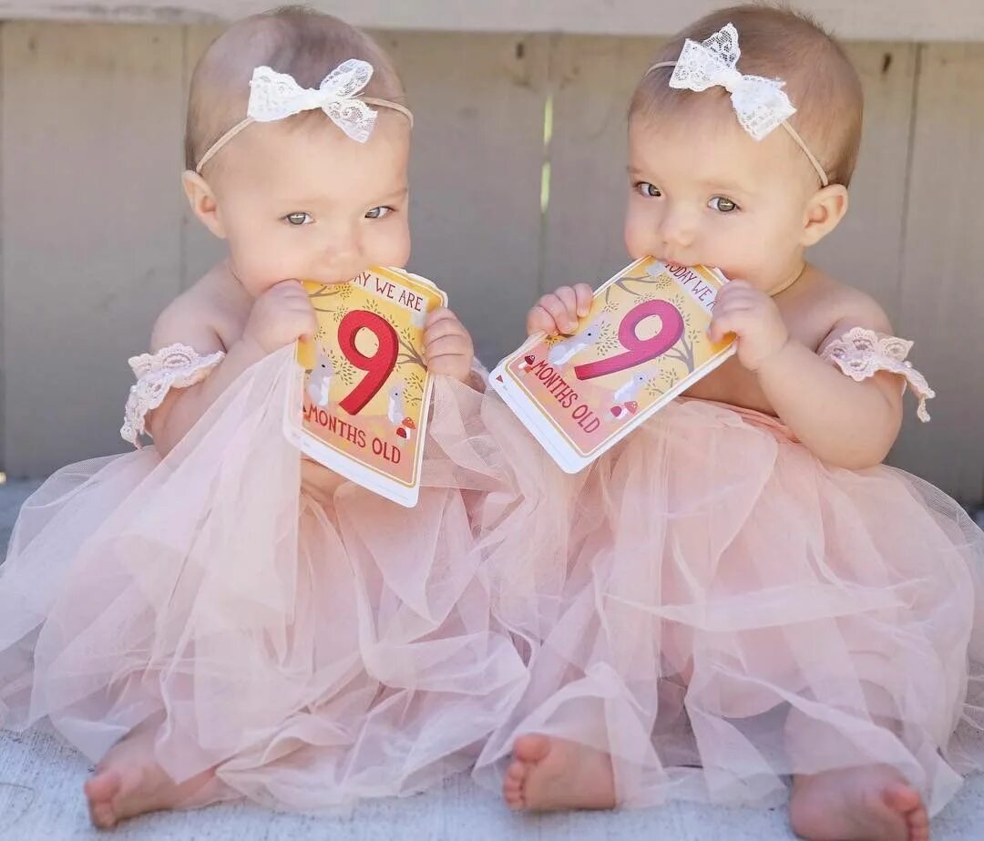 Двойняшки. Двойняшки и близнецы. 9 месяцев близнецам. Открытка 9 месяцев двойняшкам. Двойня 9 месяцев.