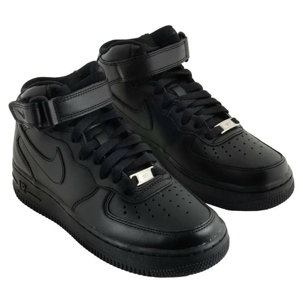 Nike Air Force 1 черные. Nike Air Force 1 Mid '07 черный. Nike Air Force 1 Mid черные. Nike Air Force 1 Mid 07 Black. Nike аир форсы