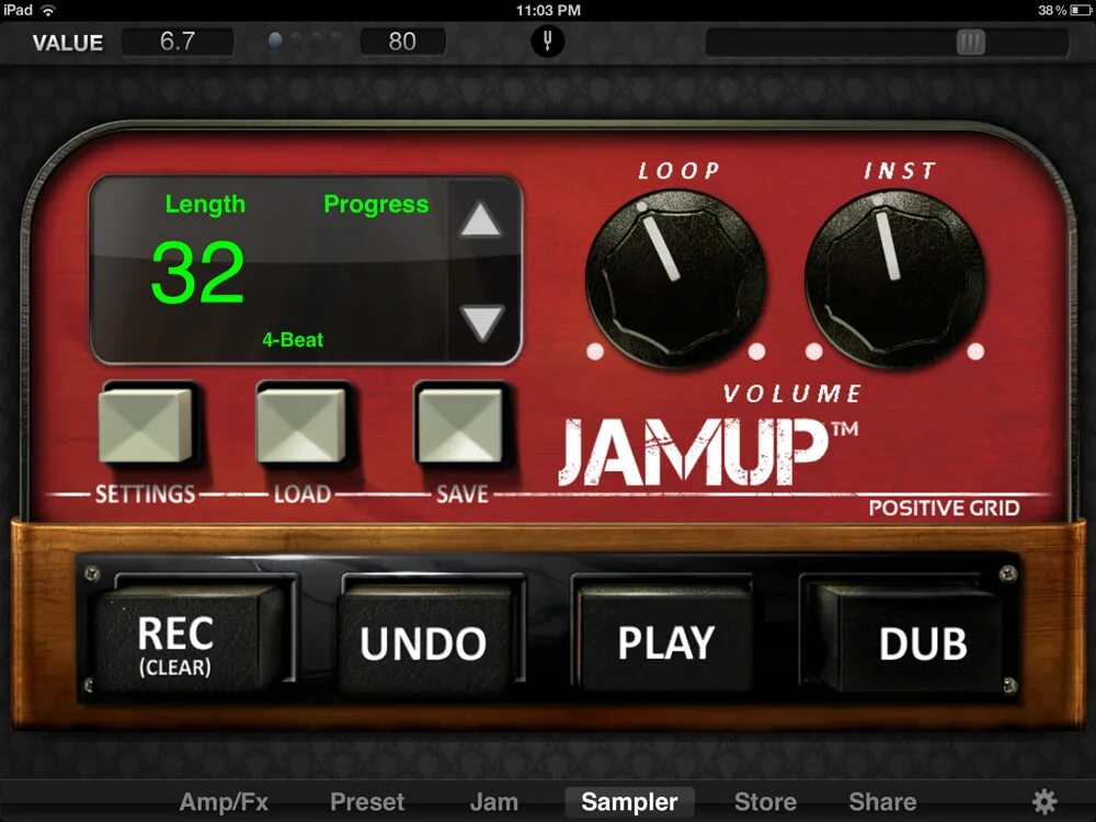 JAMUP. Positive Grid Tuner. Sampler track 2. Phrase Sampler. Dub player