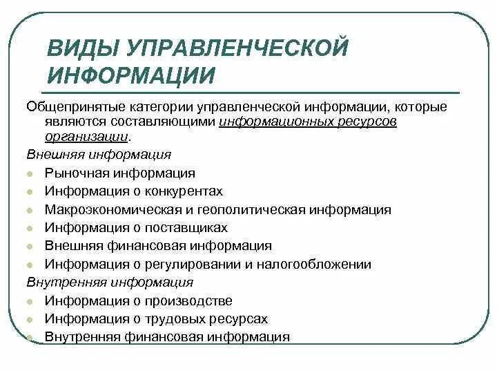 Источники информации менеджмента