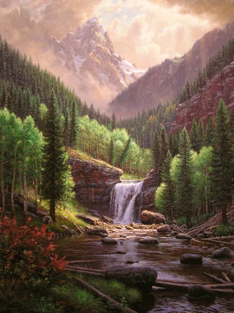 Красивые картины. Американский художник Марк Китли (Mark Keathley). Mark Keathley водопад. Живопись Марк Китли. Картина Марк Китли пейзаж.