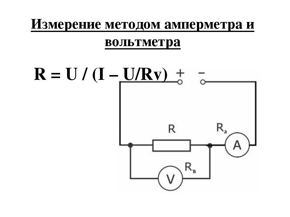 Схема для измерения малых сопротивлений амперметра и вольтметра. Измерение сопротивления с помощью амперметра и вольтметра. Измерение сопротивления амперметром и вольтметром. Измерение сопротивления методом амперметра.